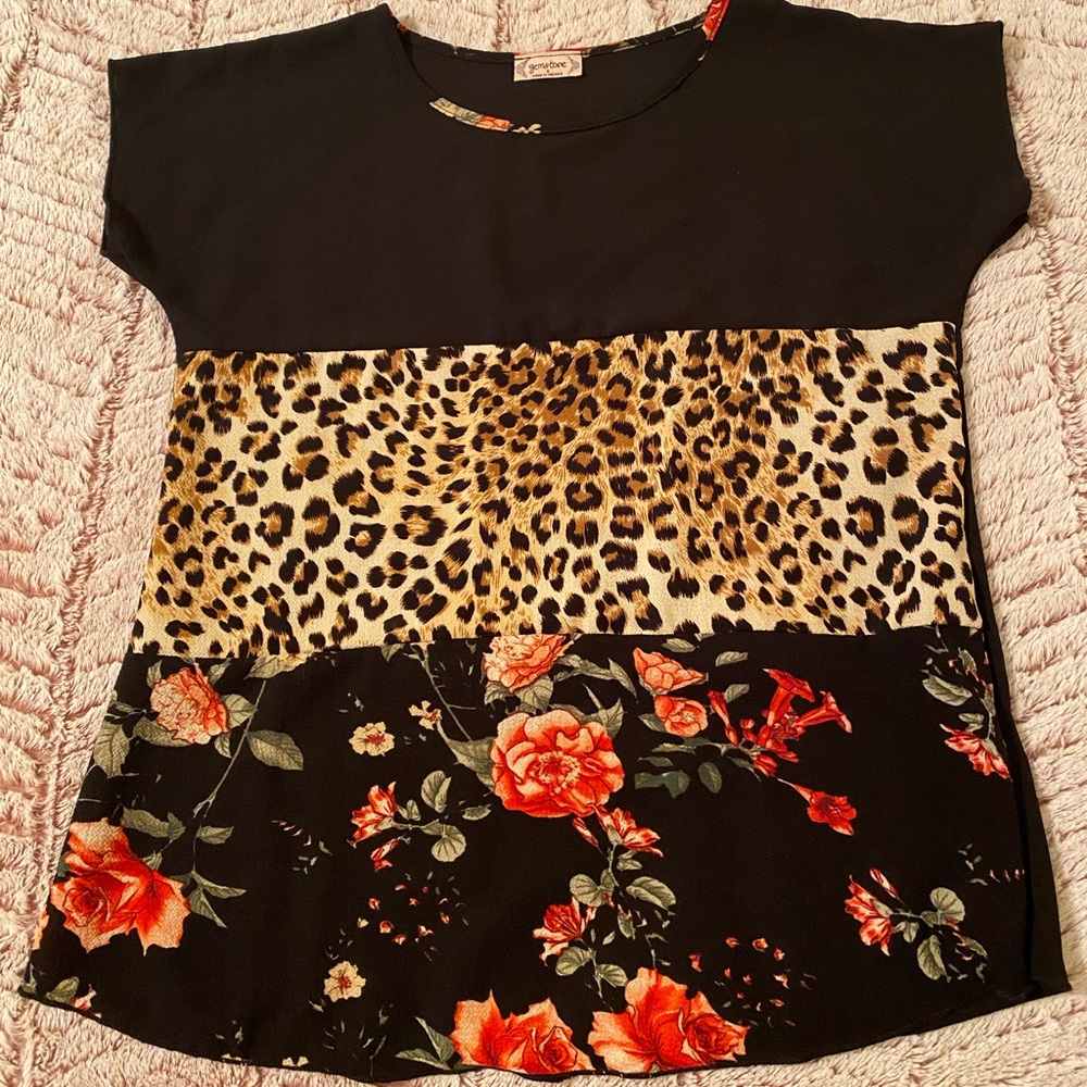 Black, Cheetah prints, rose shirt